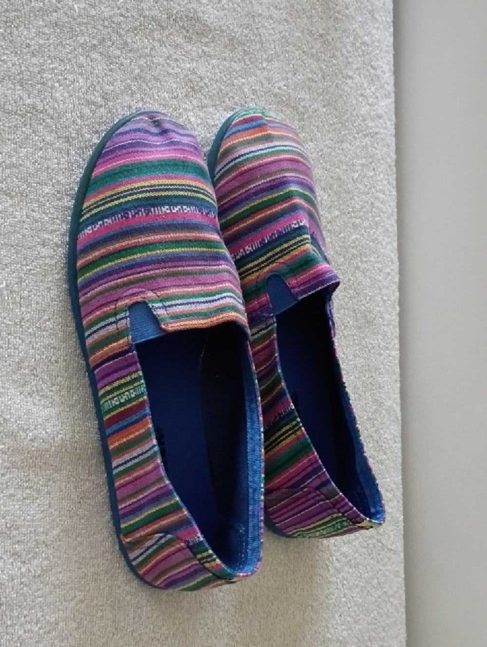 Airwalk Multicolor Striped Slip-On Moccasins - Purple, Green, Blue, Pink, Orange